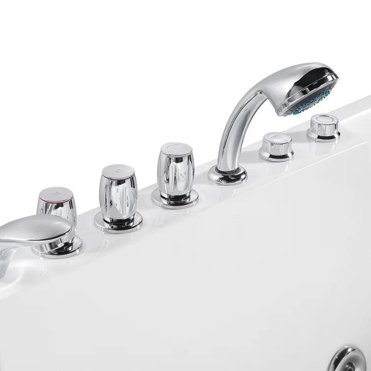 Modern 72'' x 48'' Alcove / Tile In Whirlpool Plastic / Acrylic Bathtub with Faucet