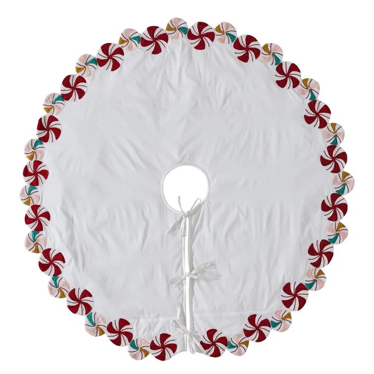 Arcadia Home LIMITED EDITION Candy Swirl Hand Beaded Christmas Tree Skirt