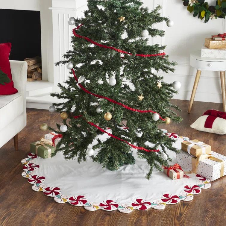 Arcadia Home LIMITED EDITION Candy Swirl Hand Beaded Christmas Tree Skirt