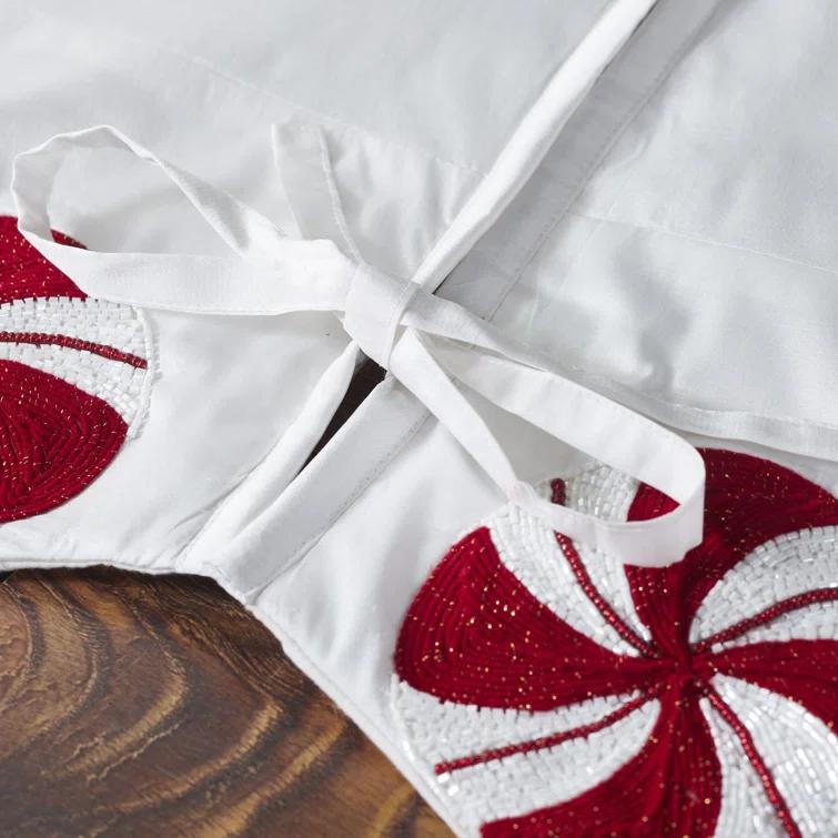 Arcadia Home LIMITED EDITION Candy Swirl Hand Beaded Christmas Tree Skirt
