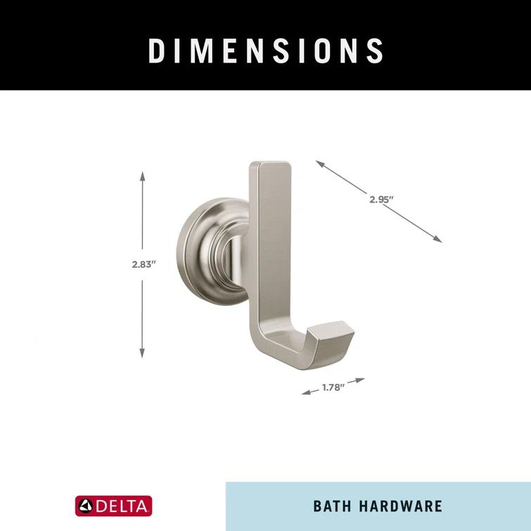 Tetra Double Towel Hook Bath Hardware Accessory in Stainless Steel