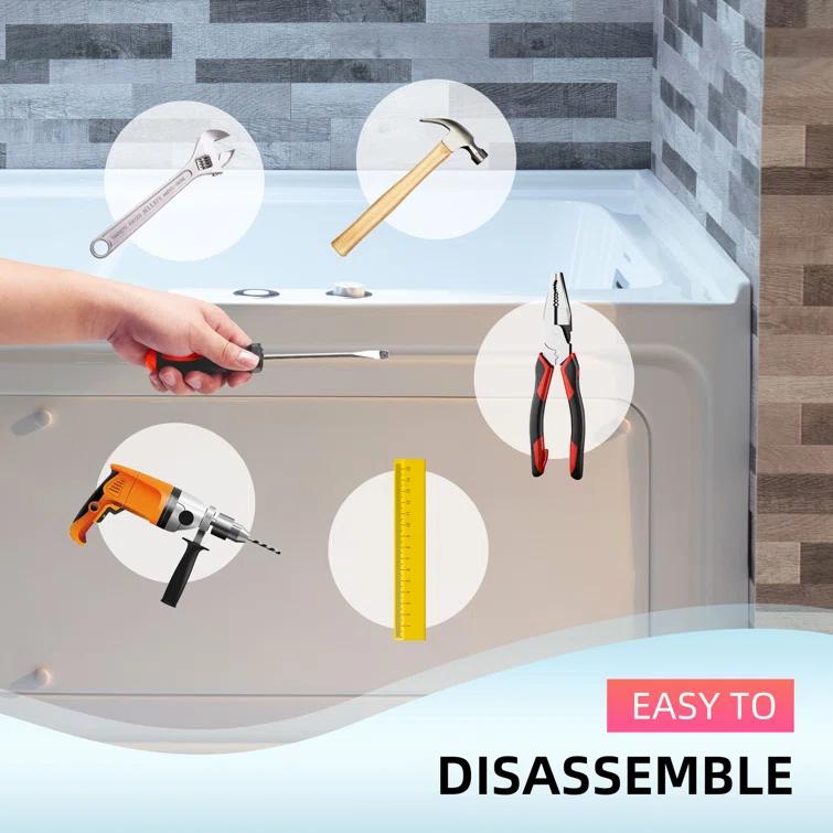 60" x 30" Whirlpool Heated Rectangular Alcove Acrylic Bathtub with Chrome/Matte Black Drain and Overflow