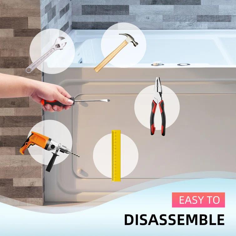 60" x 30" Whirlpool Heated Rectangular Alcove Acrylic Bathtub with Chrome/Matte Black Drain and Overflow