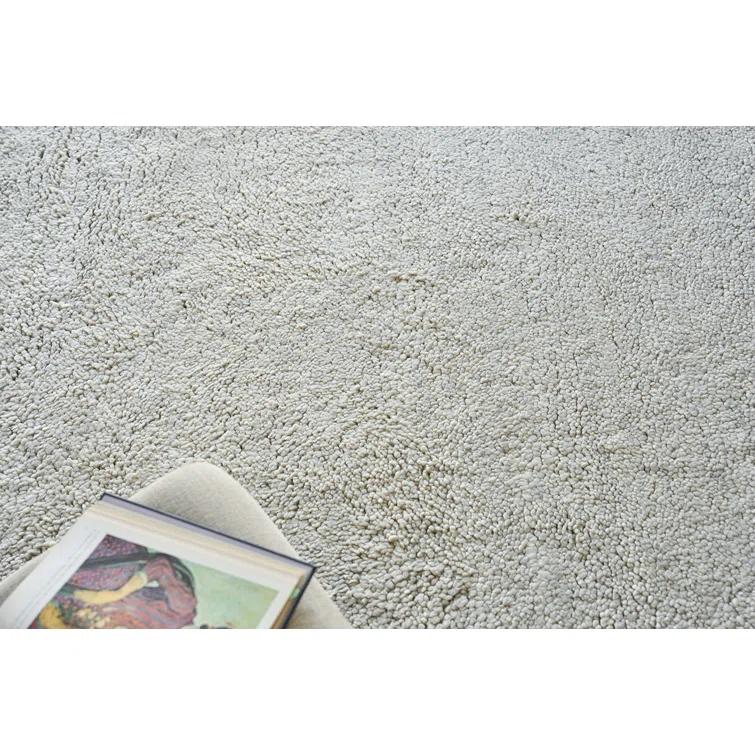 Merino Rectangle Solid Color Hand-Knotted Wool Area Rug in Silver