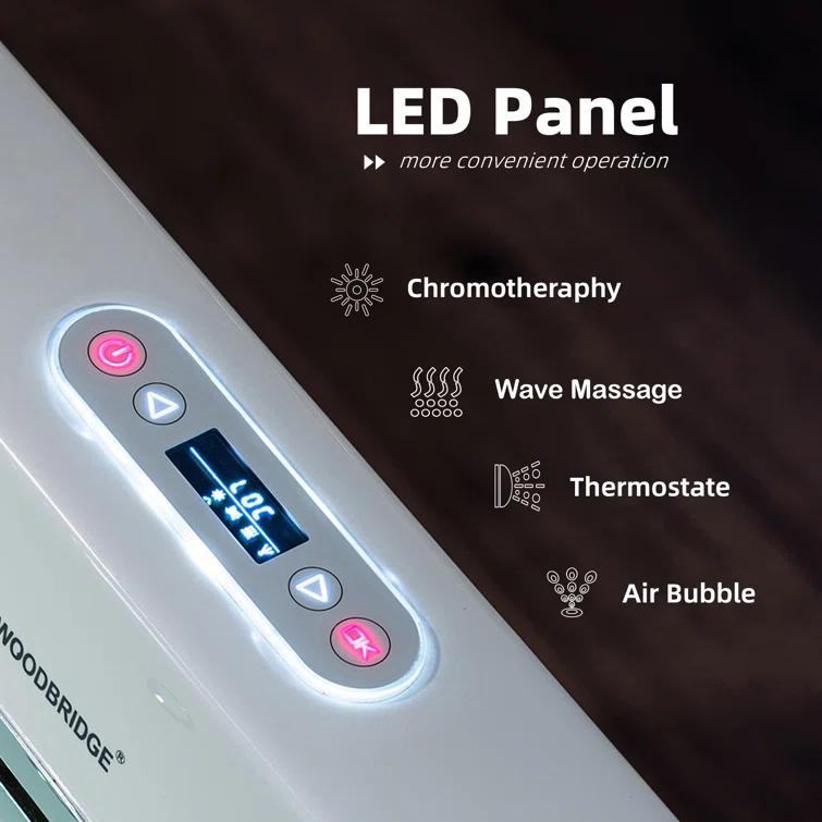 72" x 35.4" Whirlpool and Air Bath Heated Soaking Combination Tub with Tub Filler