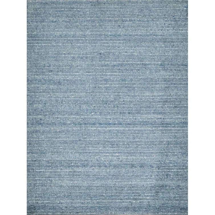Kaza Rectangle Striped Hand Loomed Wool Area Rug in Blue