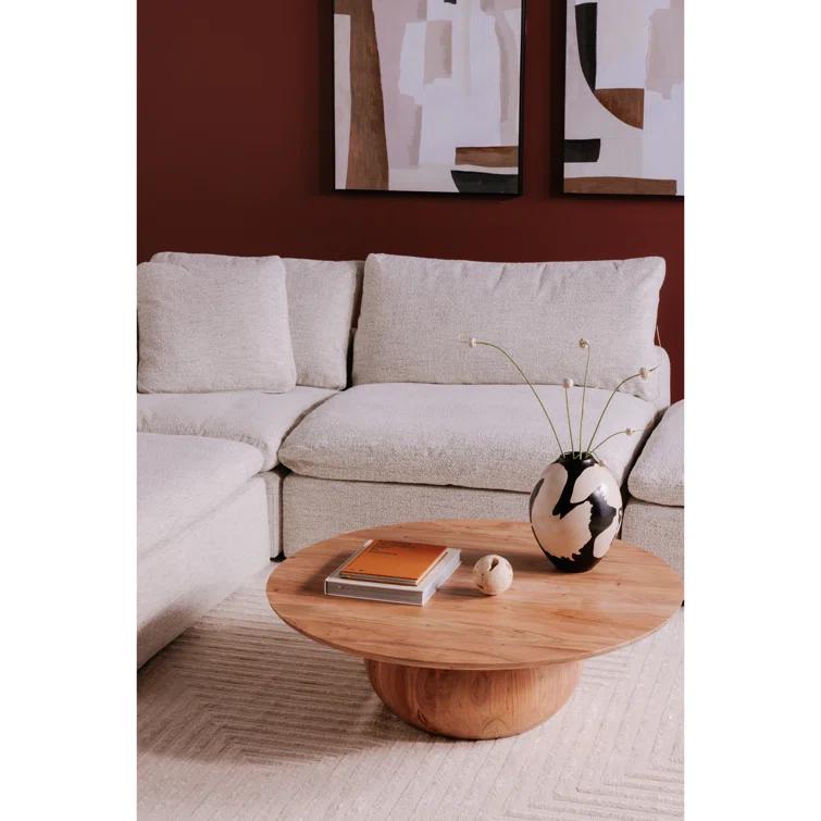 Terra Cream 114" Tufted Modular Sectional with Ottoman in Livesmart Fabric
