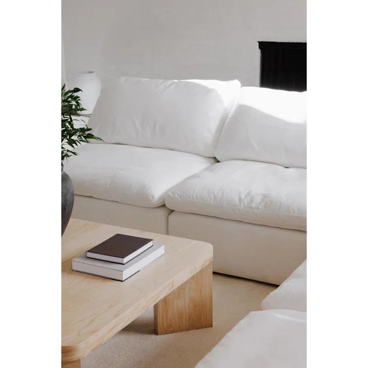 Terra Cream 114" Tufted Modular Sectional with Ottoman in Livesmart Fabric