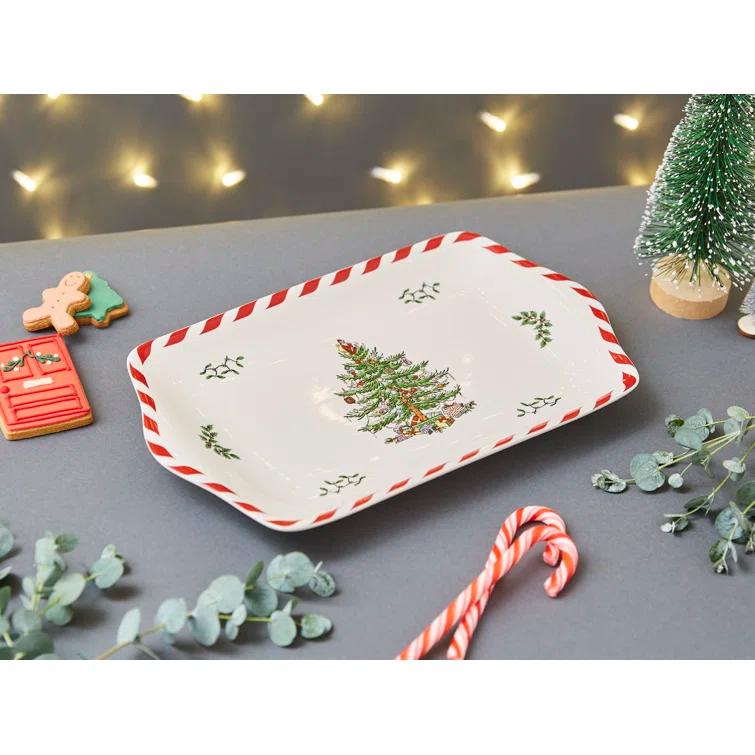 Spode Christmas Tree Peppermint Dessert Tray