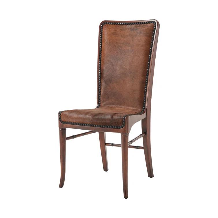 Theodore Alexander Vanucci Eclectics 19.75'' H Genuine Leather Upholstered Side Chair (Set of 2)