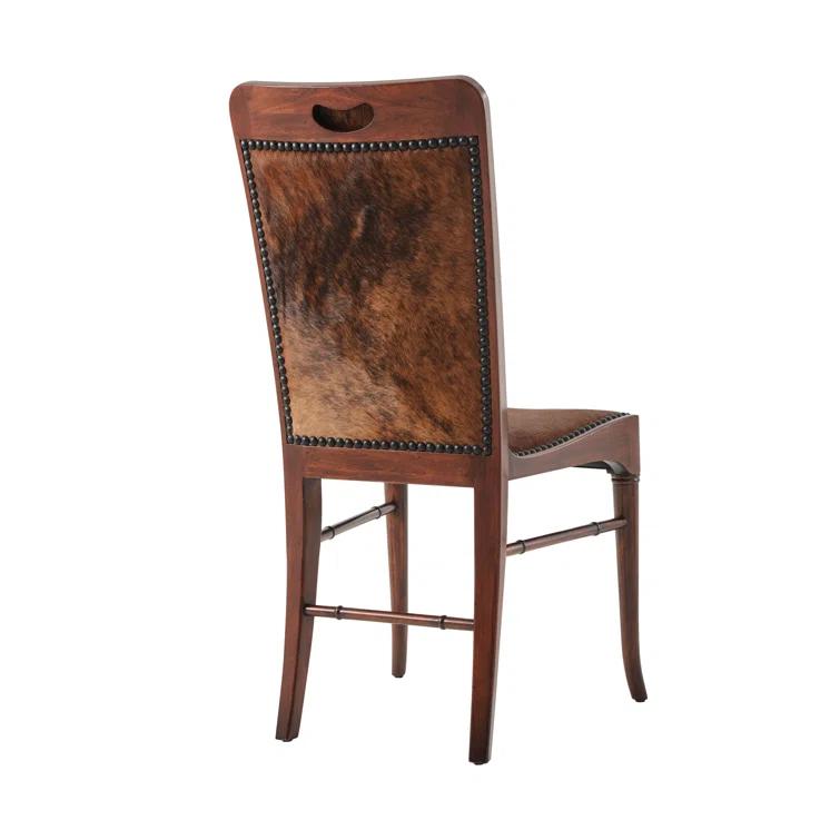 Theodore Alexander Vanucci Eclectics 19.75'' H Genuine Leather Upholstered Side Chair (Set of 2)