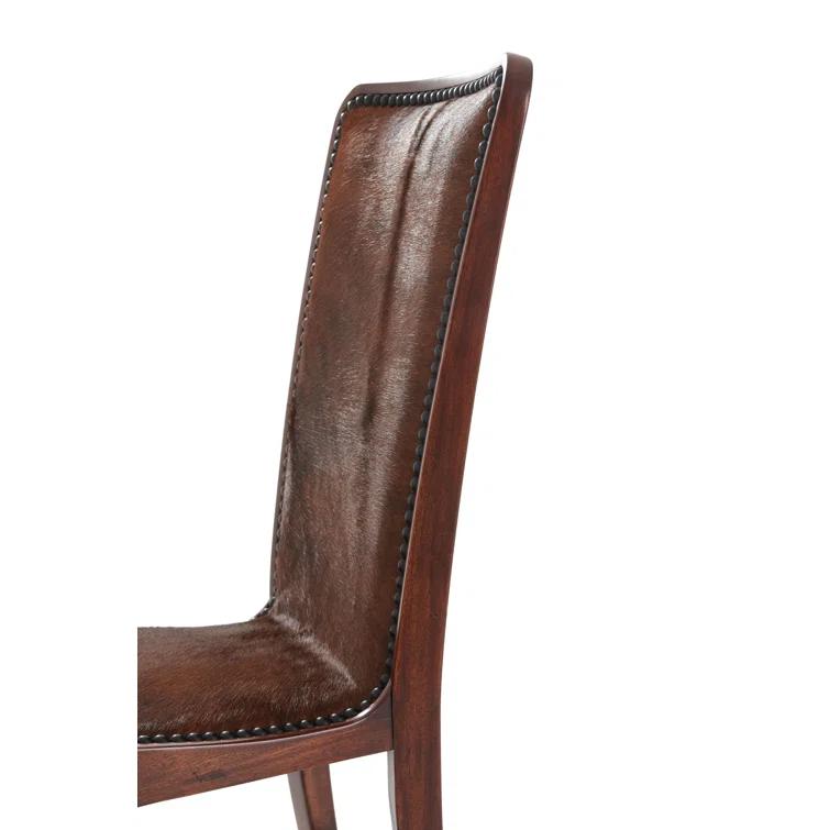 Theodore Alexander Vanucci Eclectics 19.75'' H Genuine Leather Upholstered Side Chair (Set of 2)