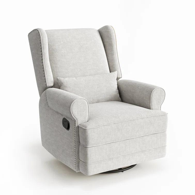 34" Wide Swivel Rocking Nursery Recliner Comfortable Upholstered Glider