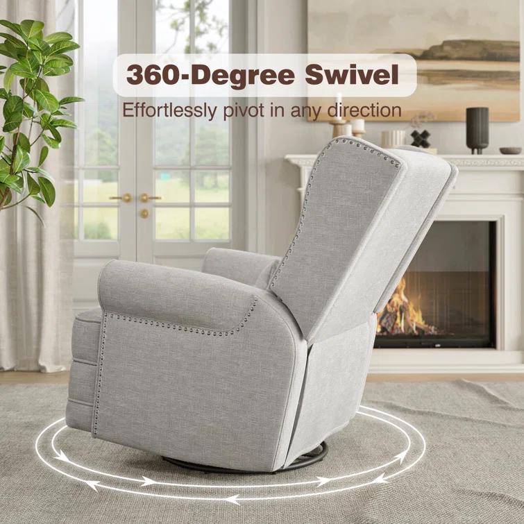 34" Wide Swivel Rocking Nursery Recliner Comfortable Upholstered Glider
