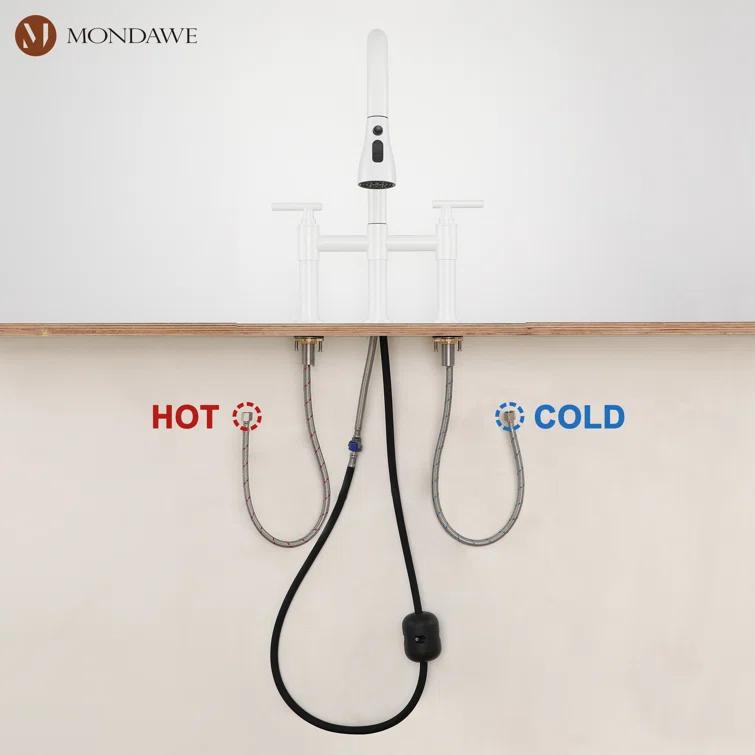 mondawe KMLT0005-WH-WF Mondawe Pull Down Kitchen Faucet