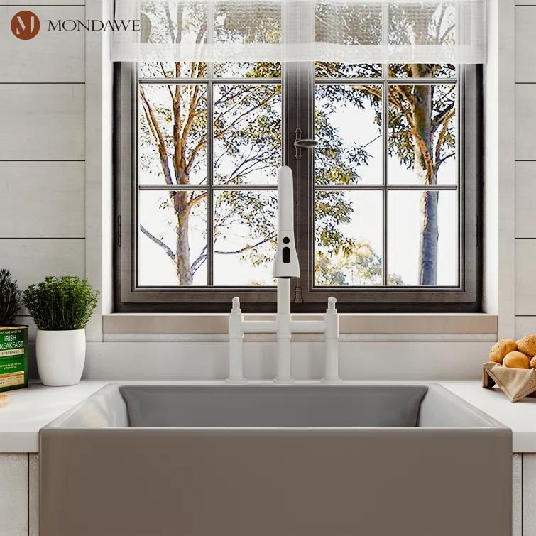 mondawe KMLT0005-WH-WF Mondawe Pull Down Kitchen Faucet