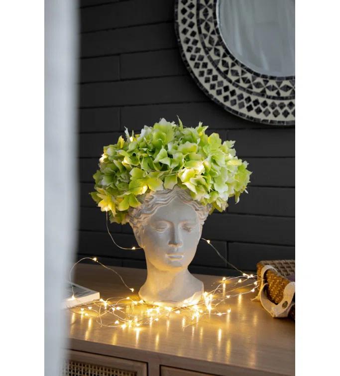 White Cement Bust Table Vase Set