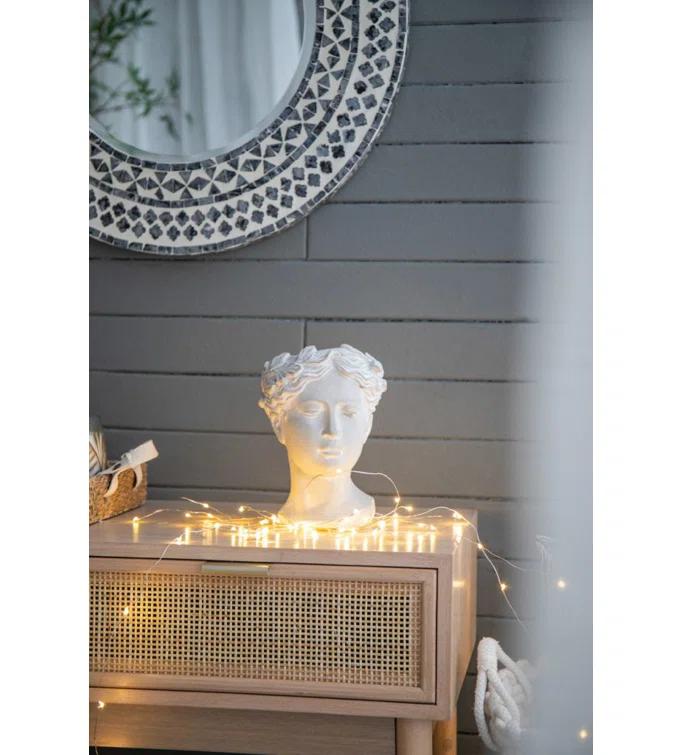 White Cement Bust Table Vase Set