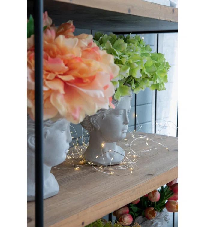 White Cement Bust Table Vase Set