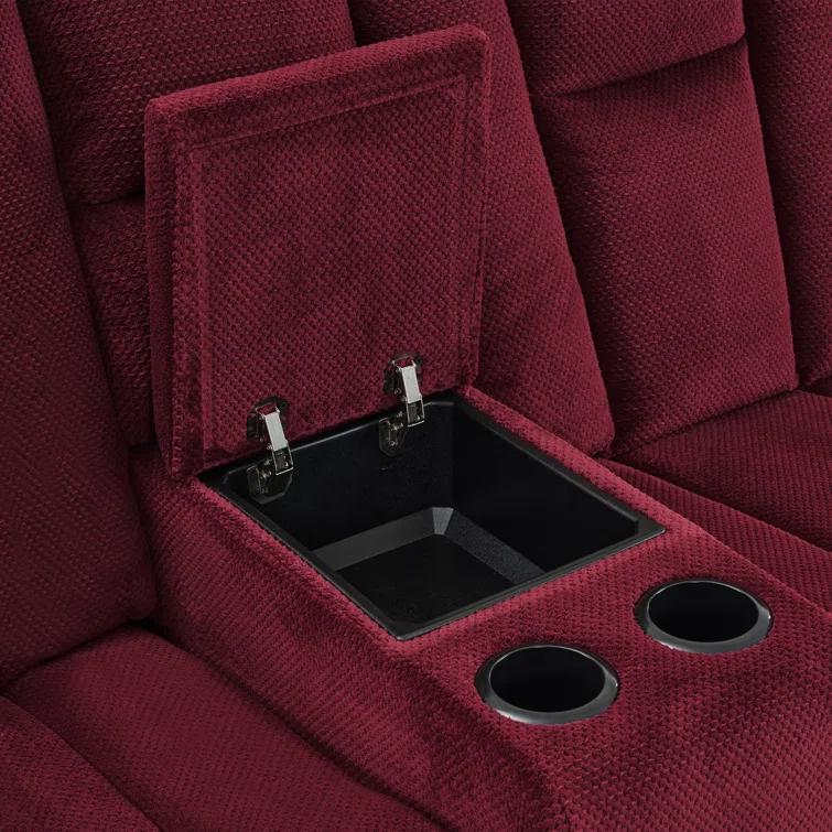 Power Reclining Sofa with Heat and Massage, USB Ports, Cup Holders, 3-Seat Dual Recliner Sofa