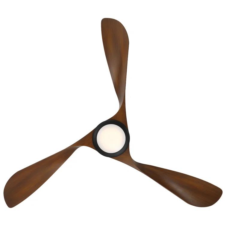 54" Swirl 3 - Blade Outdoor LED Smart Propeller Ceiling Fan with Remote Control and Light Kit Included