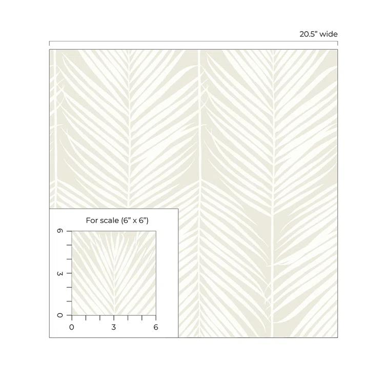 NextWall Palm Silhouette Peel and Stick Wallpaper Light Beige: Vinyl, Self-Adhesive, Botanical Leaf Pattern, 30.75 Sq Ft Coverage