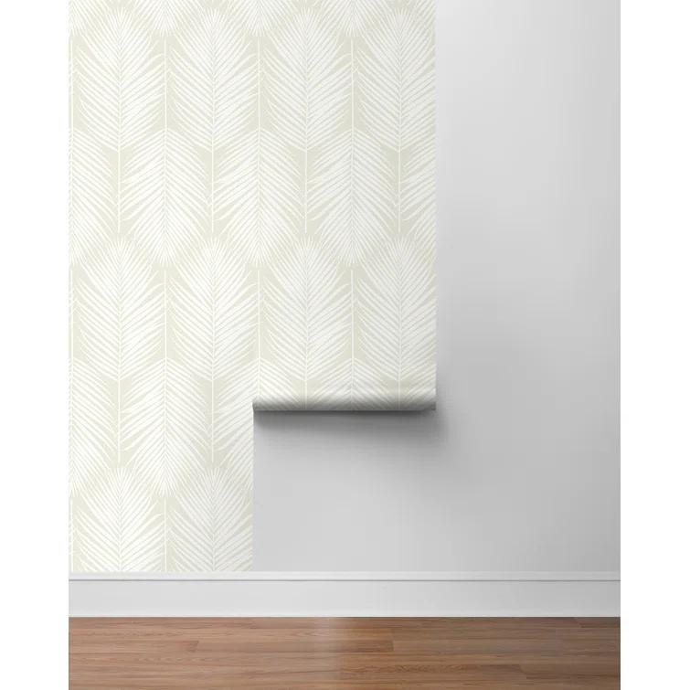 NextWall Palm Silhouette Peel and Stick Wallpaper Light Beige: Vinyl, Self-Adhesive, Botanical Leaf Pattern, 30.75 Sq Ft Coverage