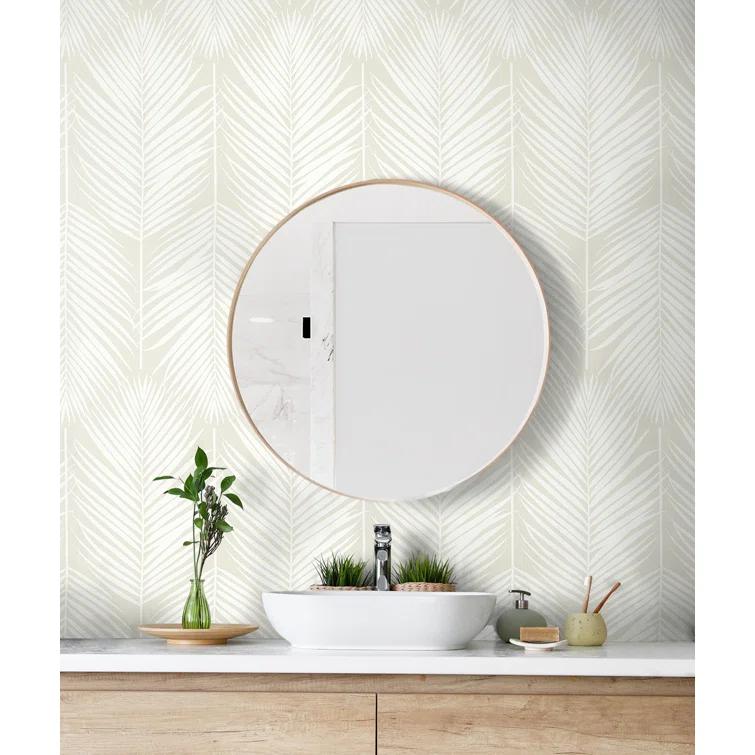 NextWall Palm Silhouette Peel and Stick Wallpaper Light Beige: Vinyl, Self-Adhesive, Botanical Leaf Pattern, 30.75 Sq Ft Coverage