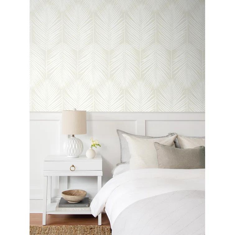 NextWall Palm Silhouette Peel and Stick Wallpaper Light Beige: Vinyl, Self-Adhesive, Botanical Leaf Pattern, 30.75 Sq Ft Coverage