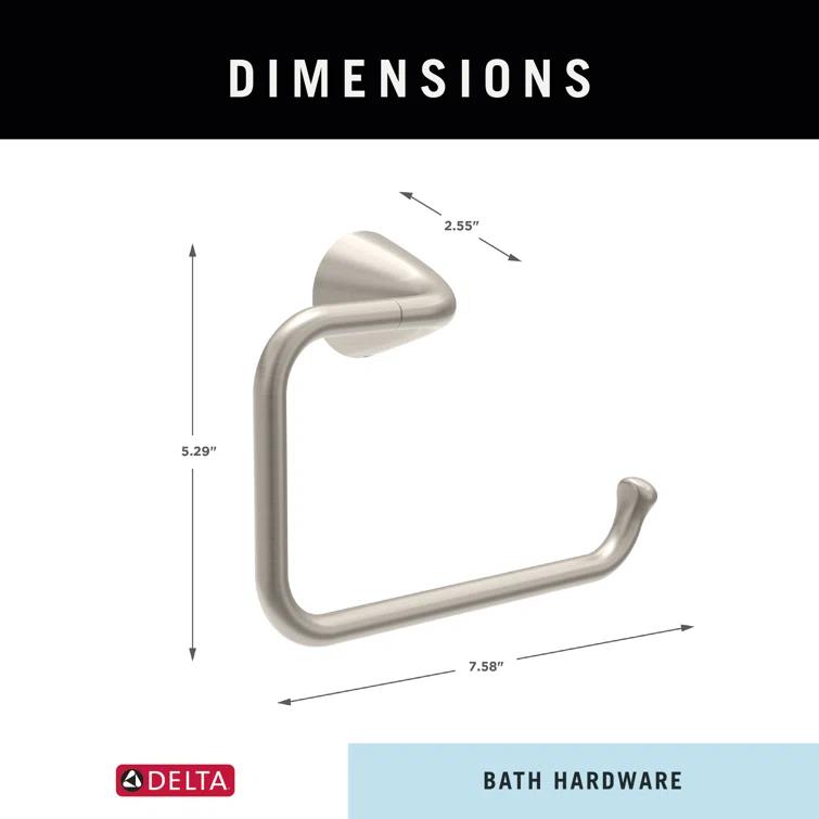Delta Arvo Wall Mount Square Open Towel Ring Bath Hardware Accessory in Brushed Nickel ARV46-DN