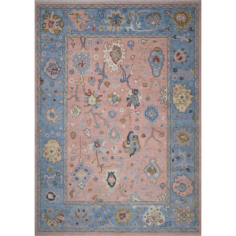 Afterglow Oriental Hand-Knotted Wool Area Rug in Sunset/Blue/Beige