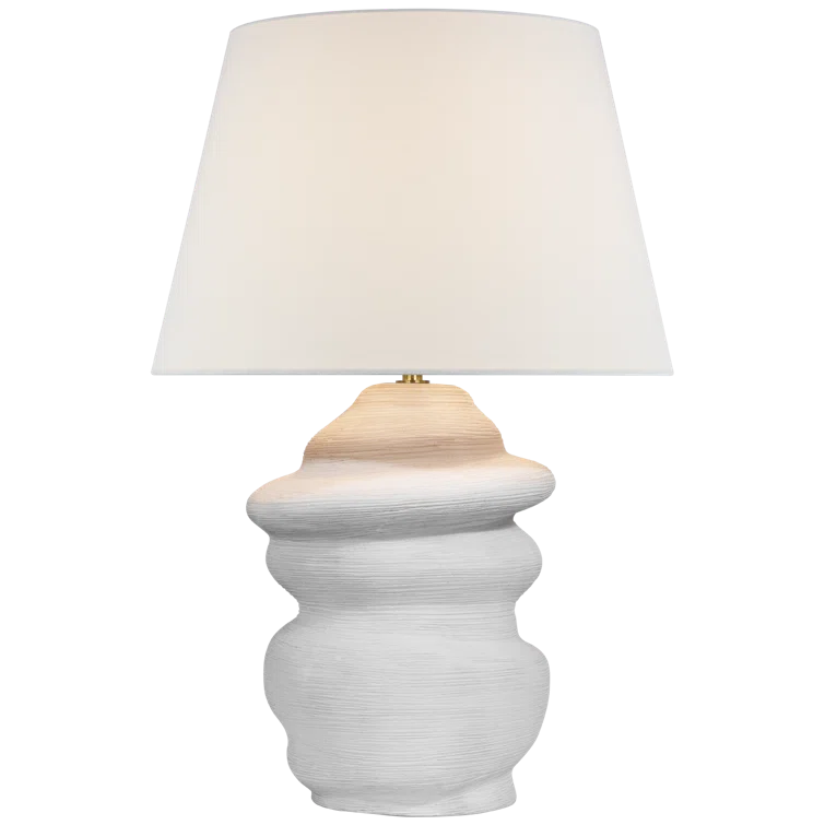 Adjustable Sandy White Table Lamp with Brass Base and Linen Shade