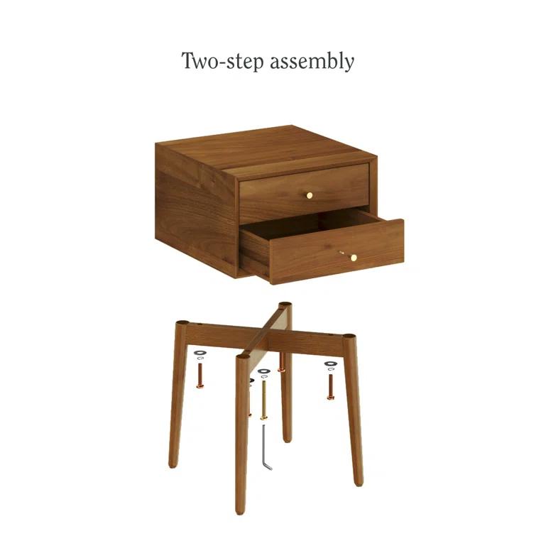 Harper 2-Drawer Wood Nightstand with Storage