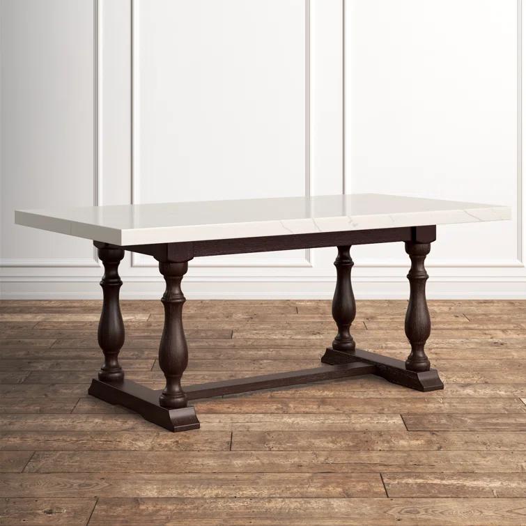 Kelly Clarkson Home Concert Marble Top Dining Table in White and Weathered Espresso