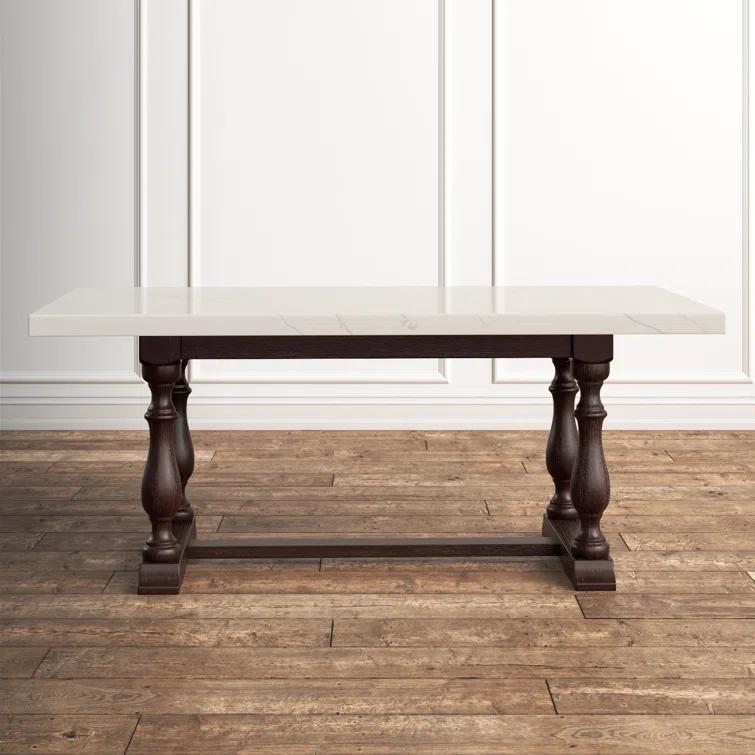 Kelly Clarkson Home Concert Marble Top Dining Table in White and Weathered Espresso