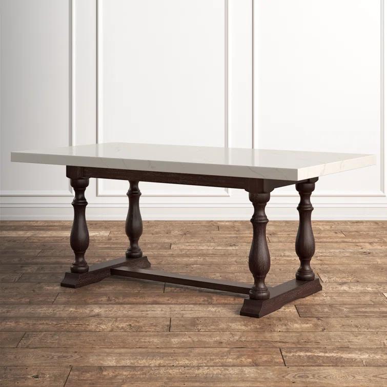 Kelly Clarkson Home Concert Marble Top Dining Table in White and Weathered Espresso