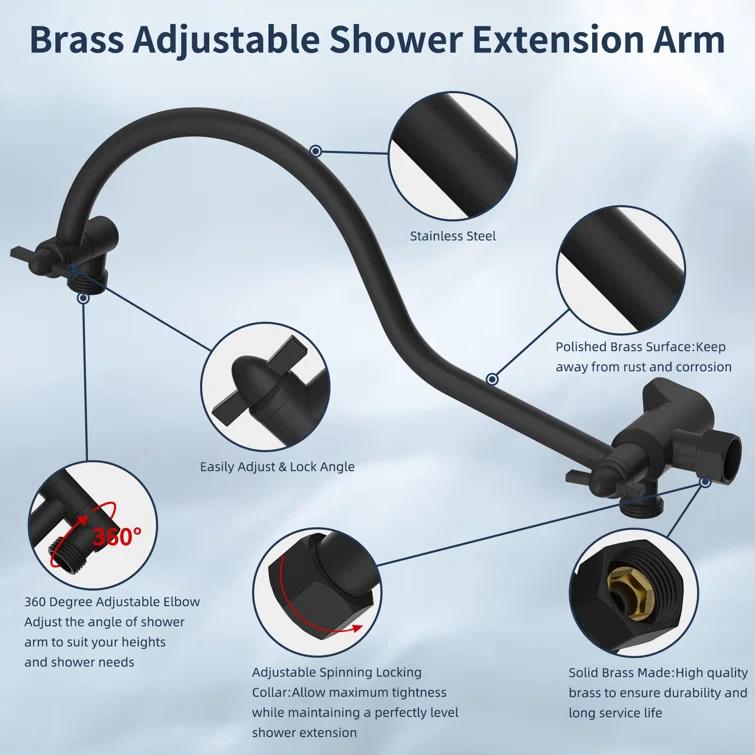 Hibbent 8 Inch Metal Rainfall Shower Head/Handheld Showerhead Combo SCW01-HS070-AS080-MB