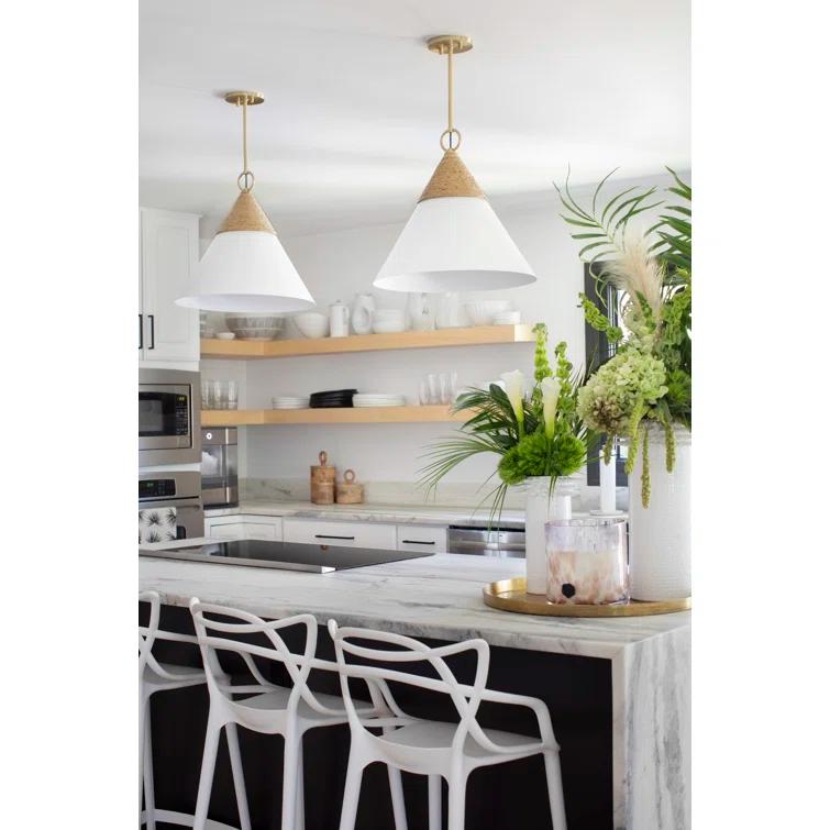 Rooney Pendant Light - White and Natural / 13"