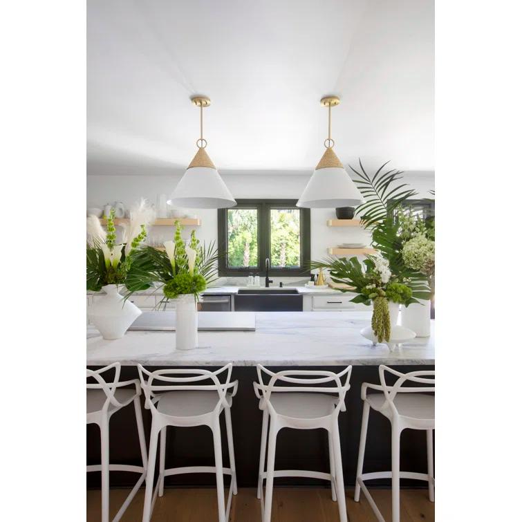 Rooney Pendant Light - White and Natural / 13"