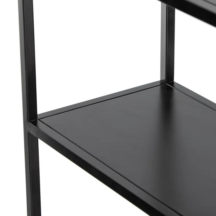 Modern Arched Black Iron Etagere Bookcase 39.5" W