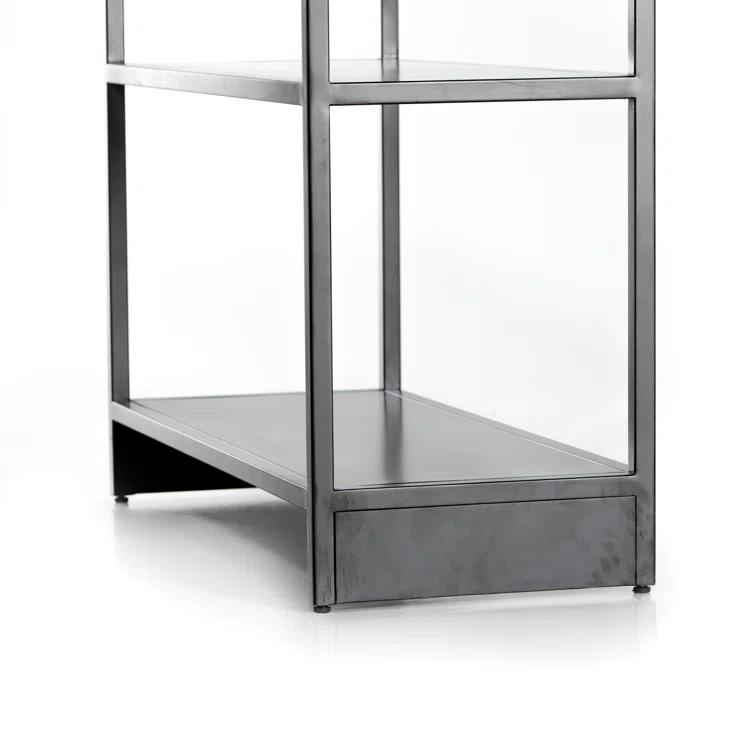 Modern Arched Black Iron Etagere Bookcase 39.5" W
