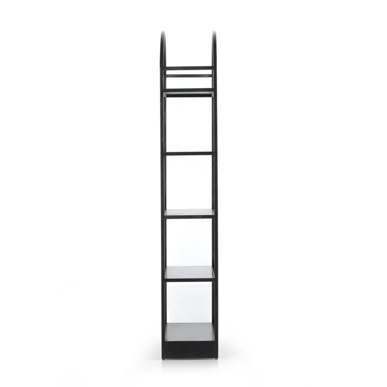 Modern Arched Black Iron Etagere Bookcase 39.5" W