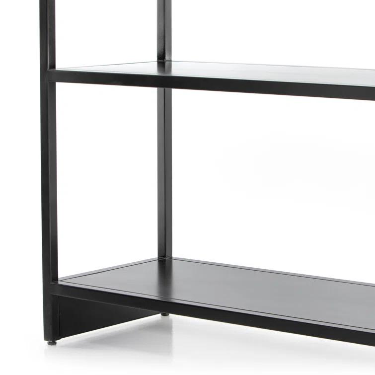 Modern Arched Black Iron Etagere Bookcase 39.5" W