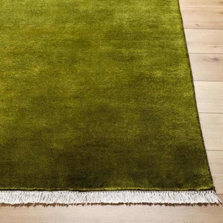 Clio Hand Loomed Wool Dark Green Rug