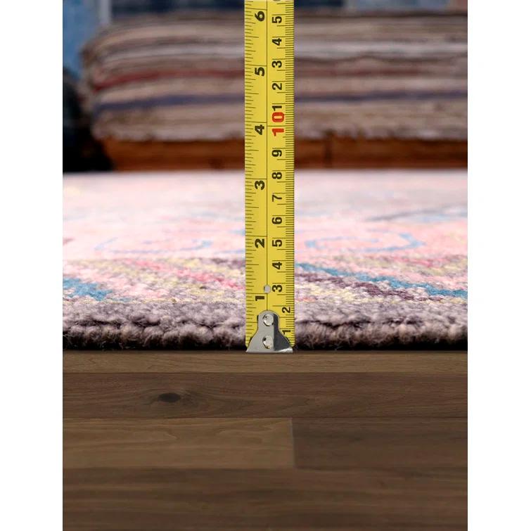 Pasargad Khotan Southwestern Hand-Knotted Rectangle 10'1" x 14' Wool Area Rug in Gray/Rose/Blue