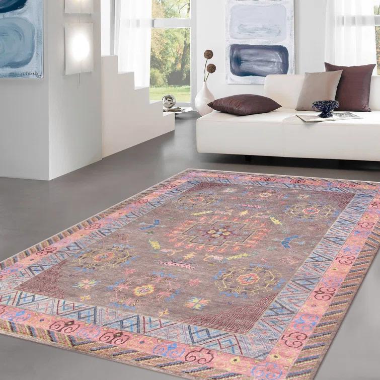 Pasargad Khotan Southwestern Hand-Knotted Rectangle 10'1" x 14' Wool Area Rug in Gray/Rose/Blue