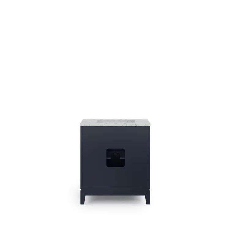 Water Creation Elizabeth 30" Hardwood Single Bathroom Vanity in Blue/Gold