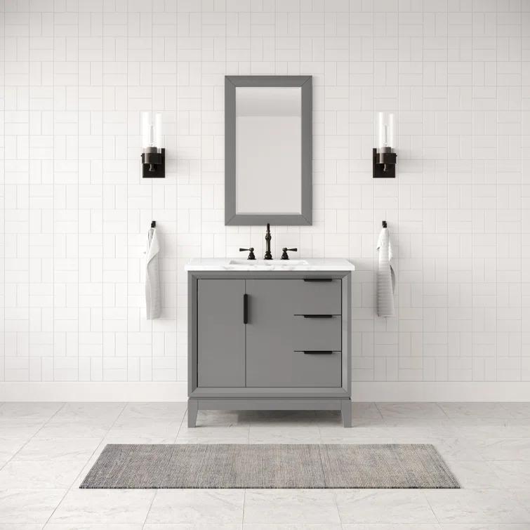 Elizabeth Collection 36 in. Bath Vanity in Cashmere Grey With Vanity Top in Carrara White Marble - With Mirror(s)