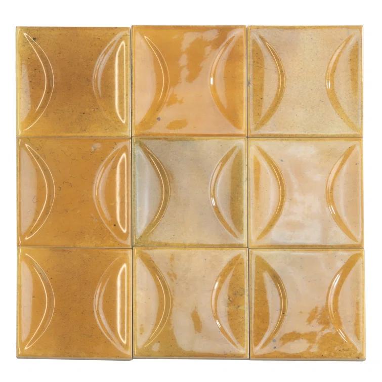 Antiek 3.94 in. x 3.94 in. Glossy Ceramic Square Deco Wall Tile (6.68 sq. ft./case) (60-pack)