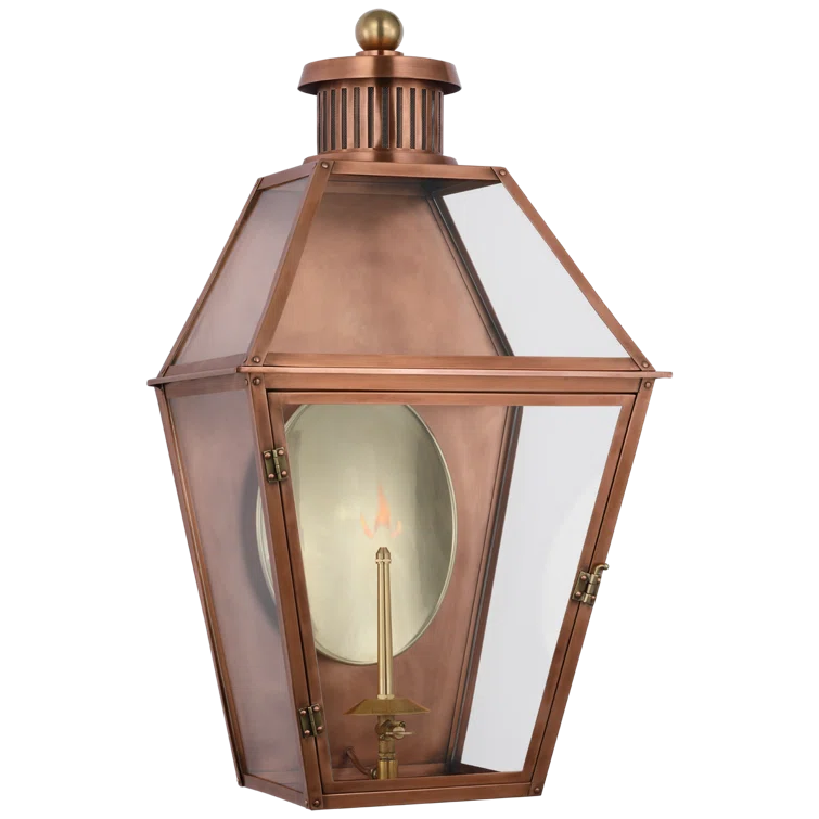 Stratford Copper Lantern-Style Outdoor Wall Sconce with Clear Glass